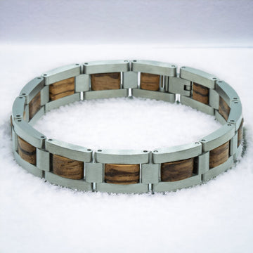 Ama Dablam (Icy Zebrano + Stainless Steel) - Wooden bracelet