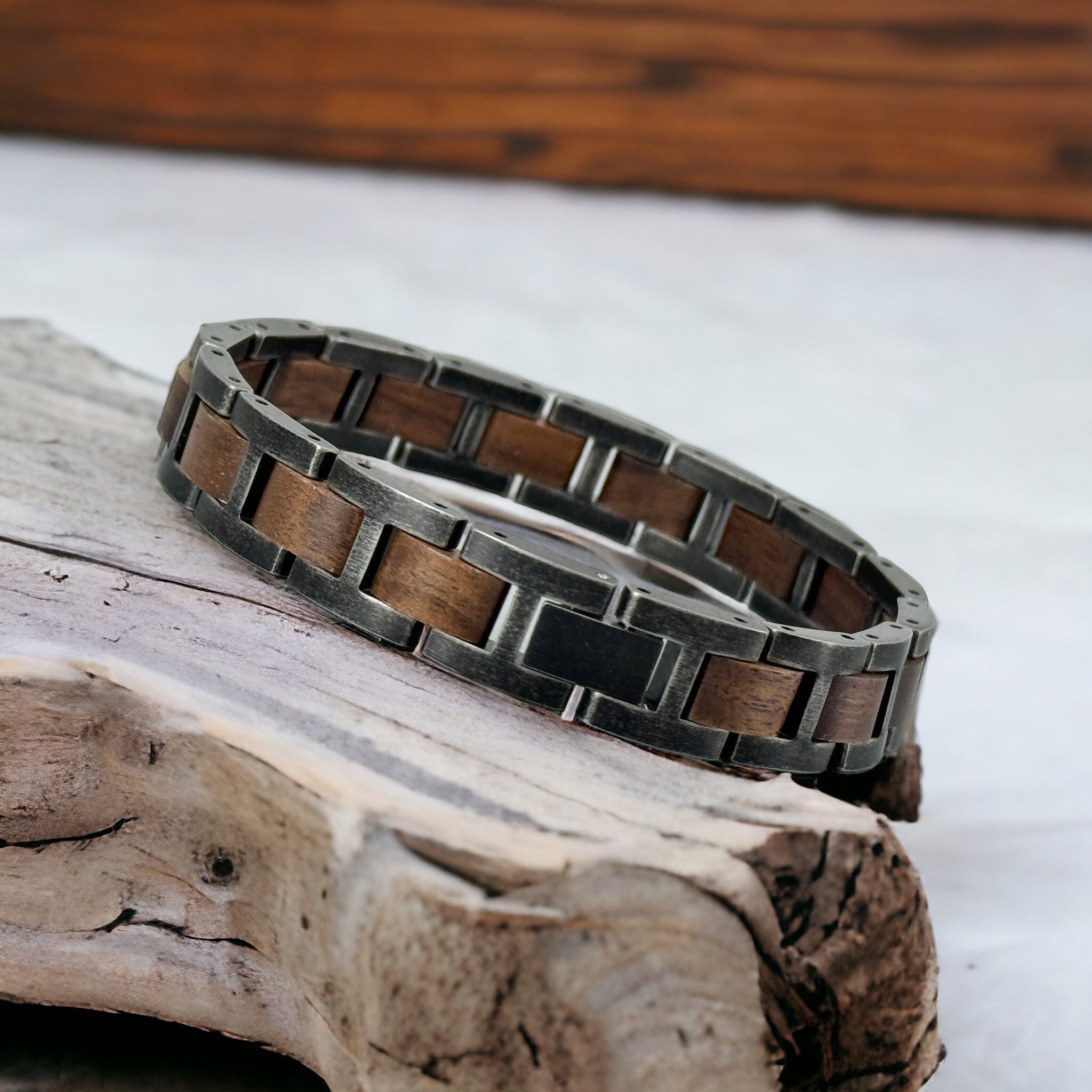 Vintage Woody - Mannelijke authentieke houten armband