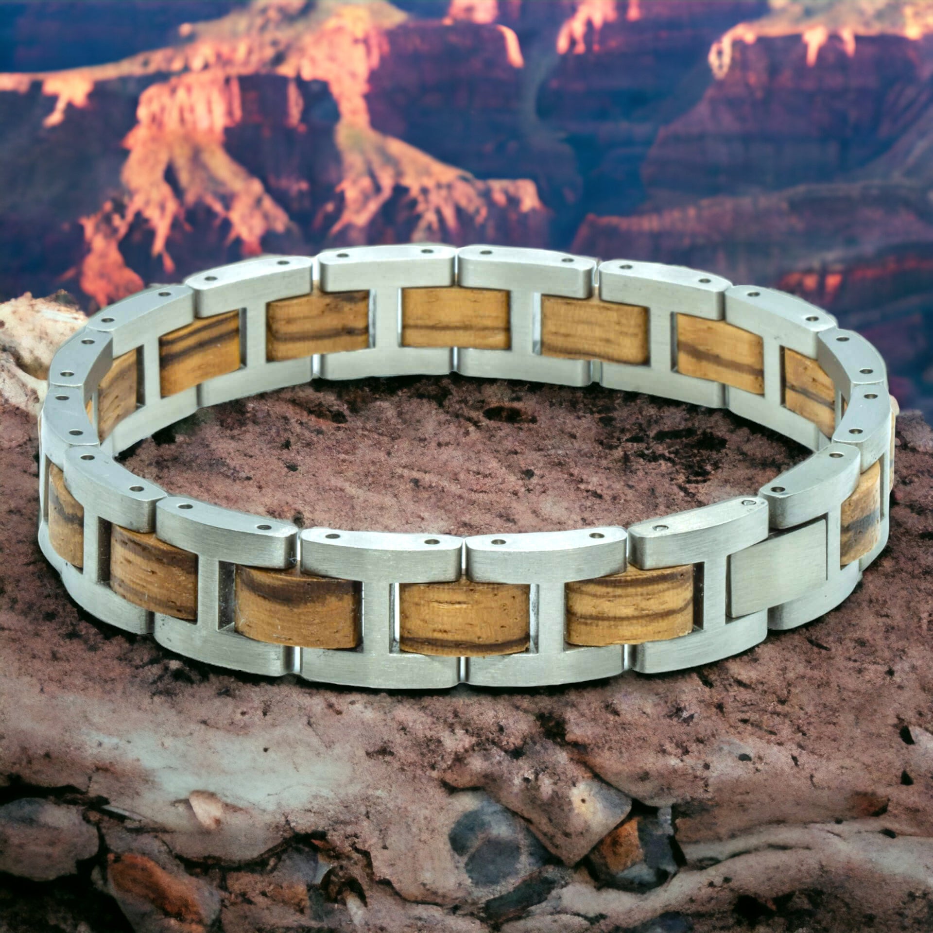 Stainless Steel Wooden bracelet - Grand Canyon