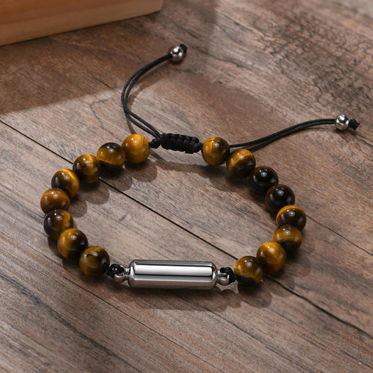 Adjustable Axis Bracelet with Axis Space | 8mm Tiger Eye Beaded Bracelet