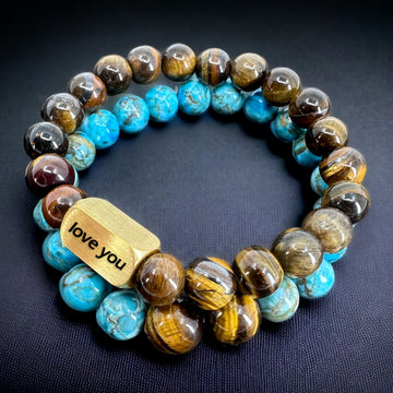 Set of Tiger Eyes &amp; African Jasper Beads Bracelets
