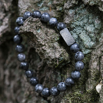 Fingerprint Black Labradorite - Natural Stone Beads Bracelet