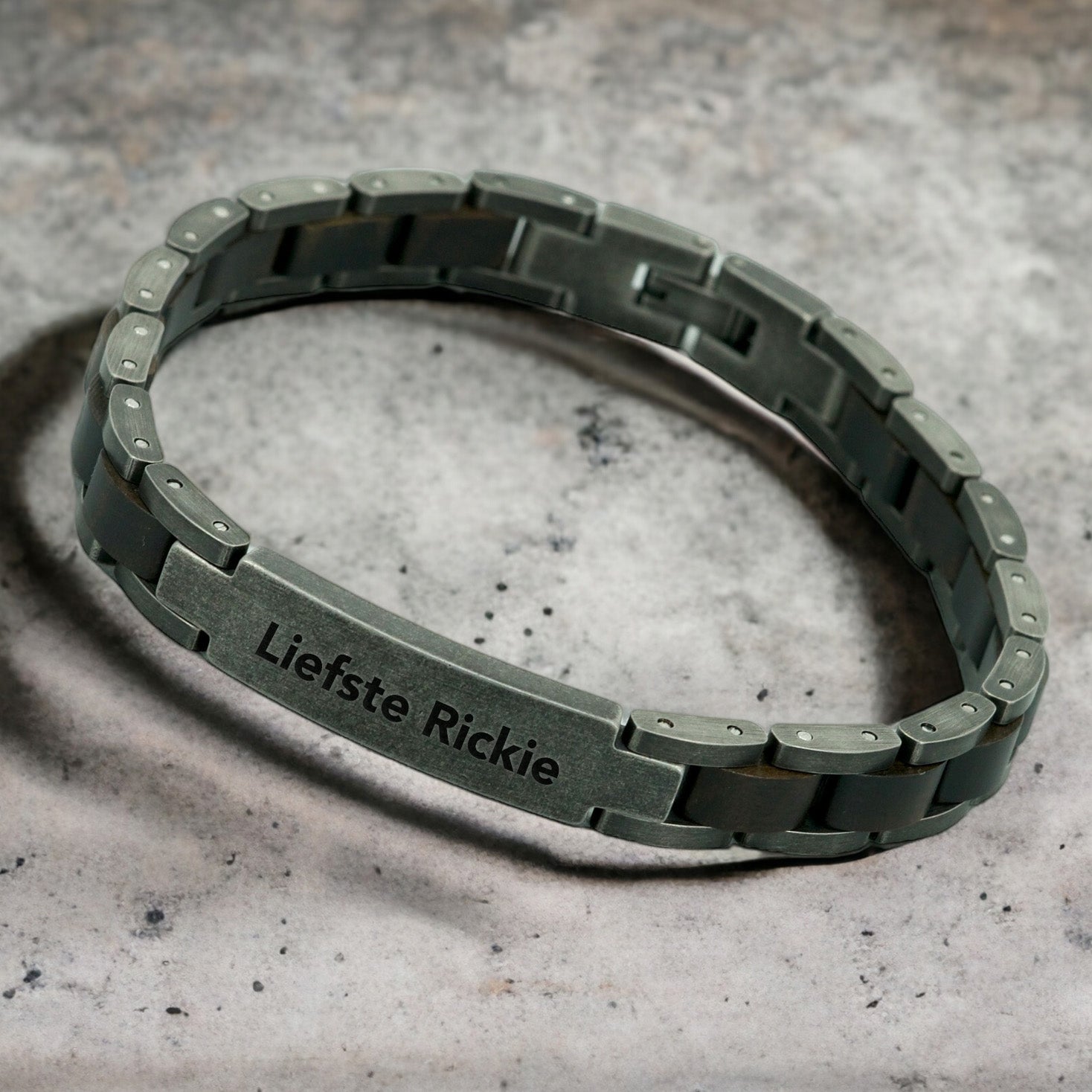 Men's Link Bracelet with Engraving I Wood + Vintage Stainless Steel | Now with Free adjuster worth €8.95