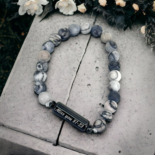 Ash Bracelet beads - Black ash chamber + Own Text Engraving | exclusive