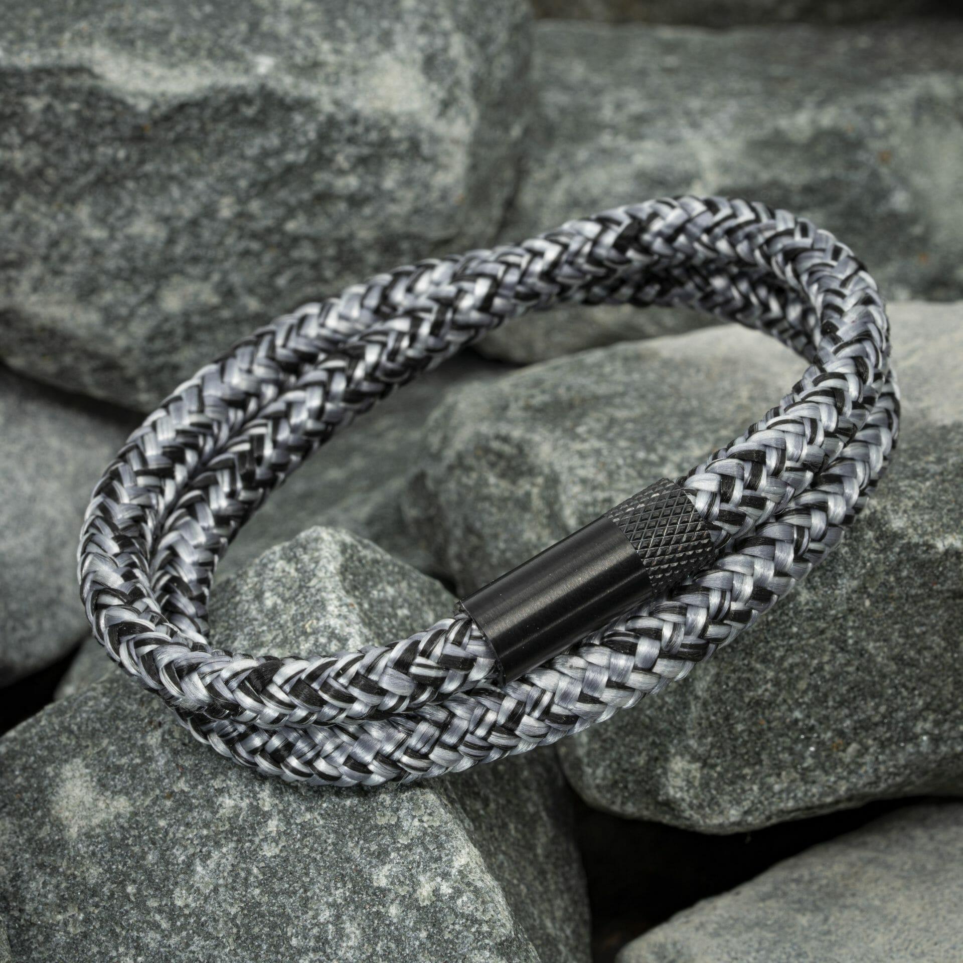 Elite bracelet black - Black/white rope