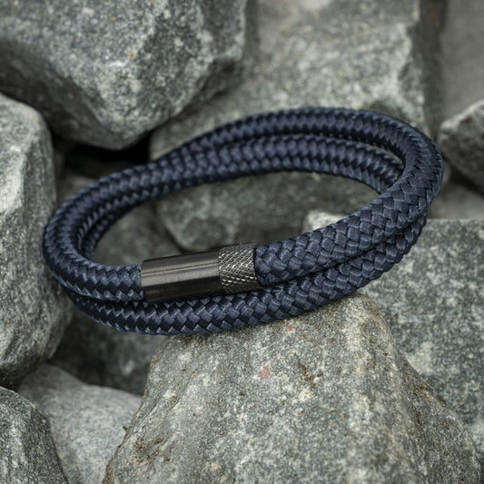 Elite bracelet black - navy blue rope
