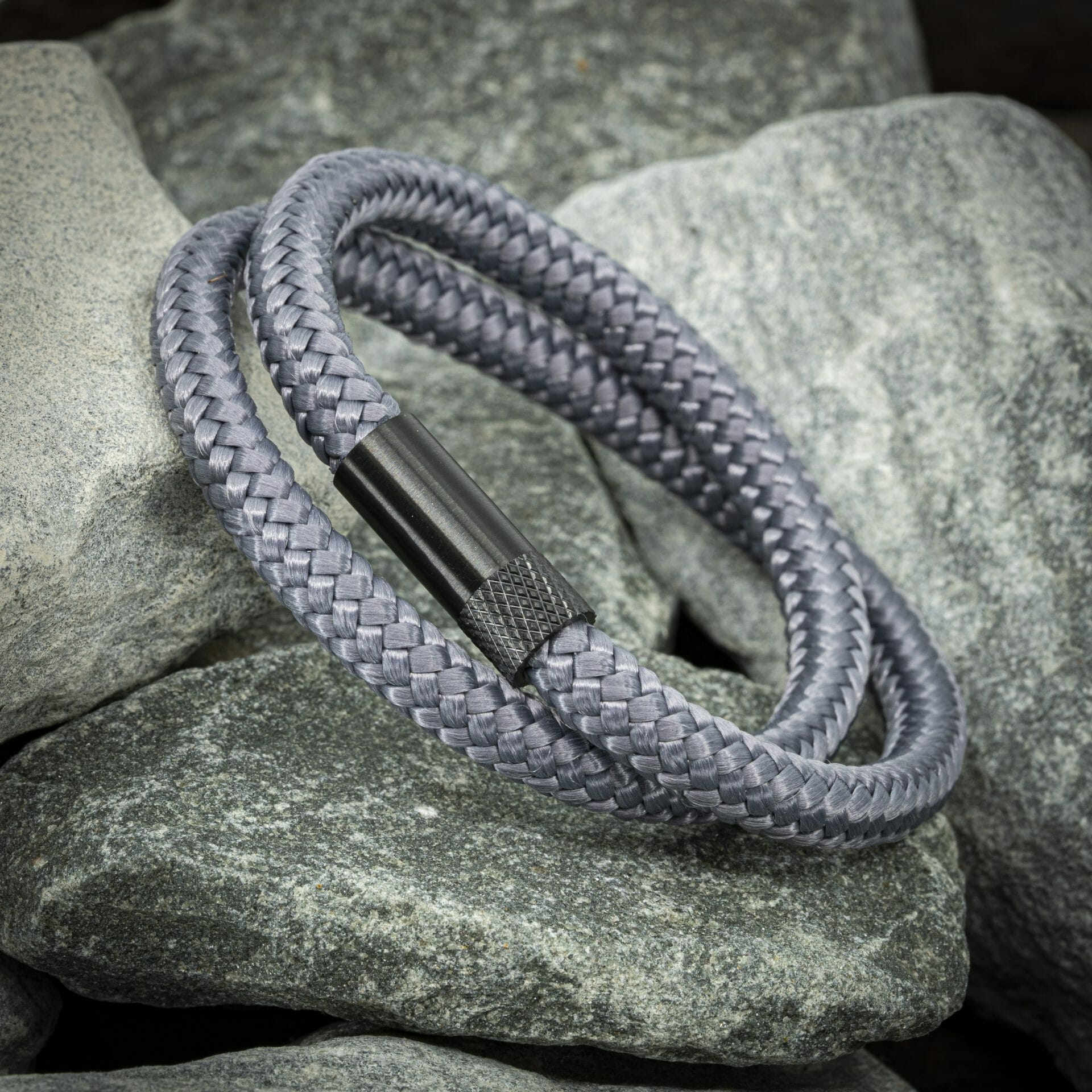 Elite bracelet black - Gray rope