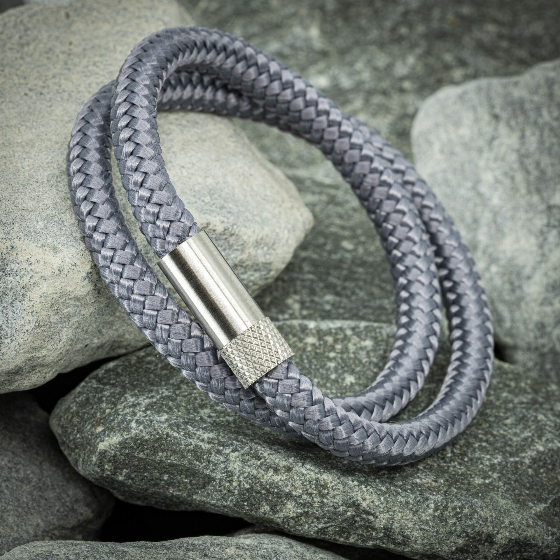 Elite bracelet silver - Gray rope