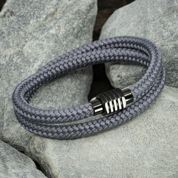 Own paracord bracelet black - Gray rope
