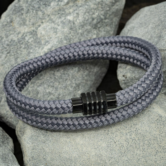 Own paracord bracelet black - Gray rope