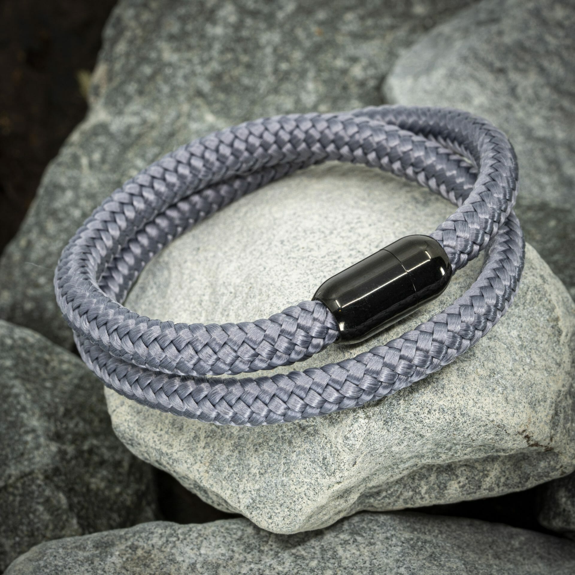 Zen bracelet black link - Gray Rope