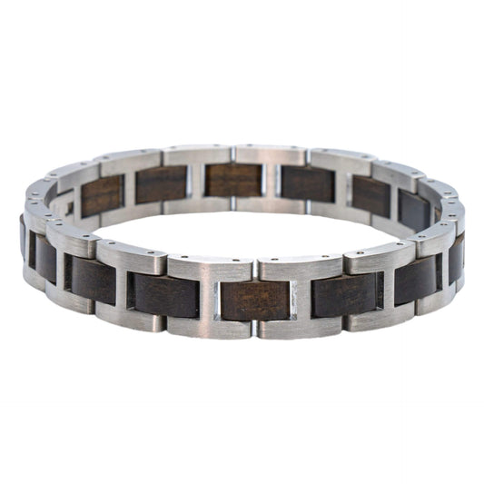 Dolomites (ebony &amp; stainless steel) - Wooden bracelet