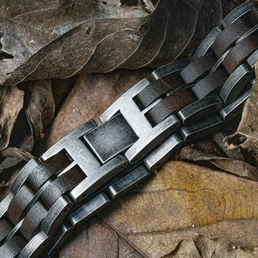 South Africa (Heartwood / Antique Silver) - Wooden Bracelet