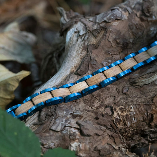 Lazer Blue (Olive + Laser Blue) - Wooden Bracelet