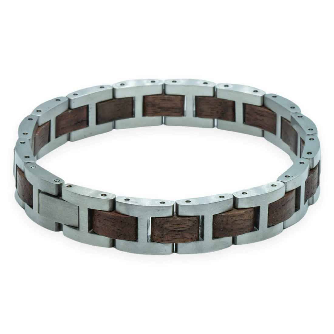 Kangchenjunga (Walnut + Stainless Steel) - Wooden bracelet