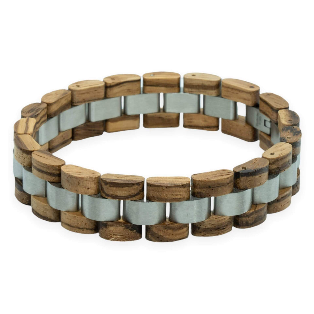 Monte Rosa (Zebrano + stainless steel) - Wooden bracelet