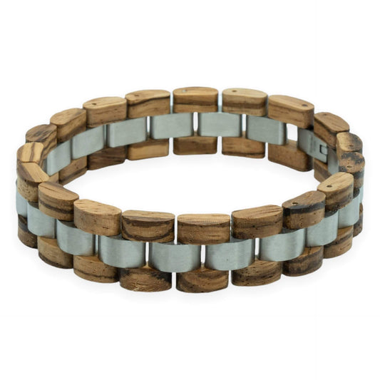 Monte Rosa (Zebrano + stainless steel) - Wooden bracelet