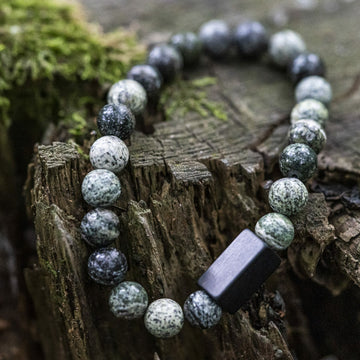 Green 'Zebra Stones' - Beaded bracelet