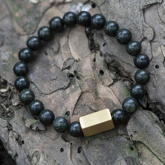 Dark Green Serpentine - Beaded bracelet