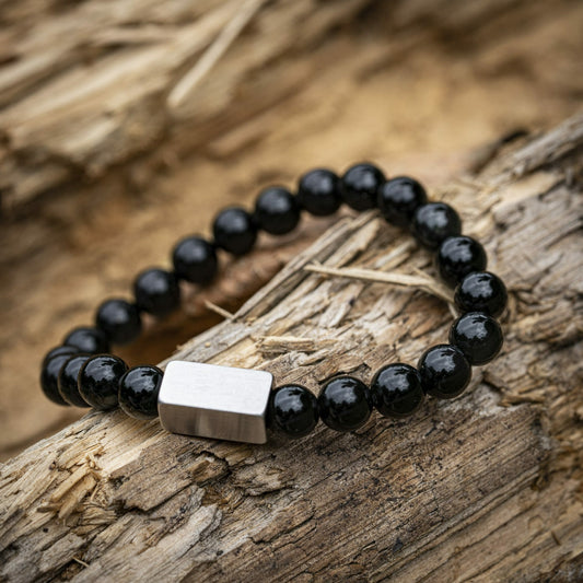 Obsidian black natural stones Beaded Bracelet