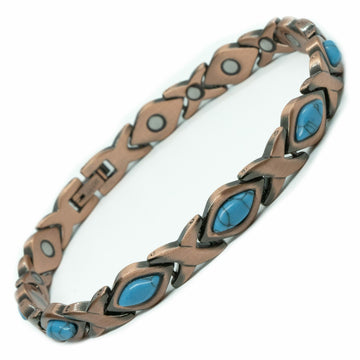 Copper Women's Magnet Bracelet + Turquoise Gemstones