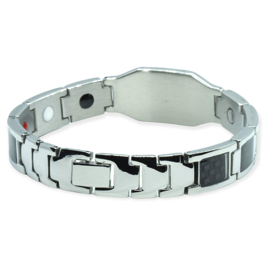 Magnet Bracelet - Silver carbon + own names / symbol