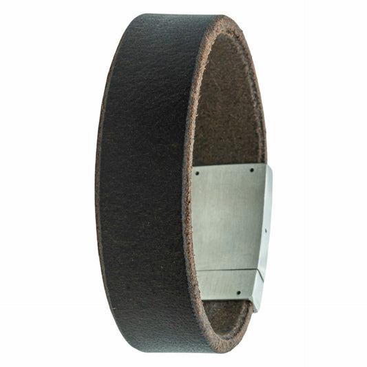 Brown leather photo bracelet with your own photo