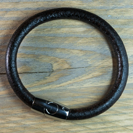 Black Leather Round Viking Bracelet - Sweden