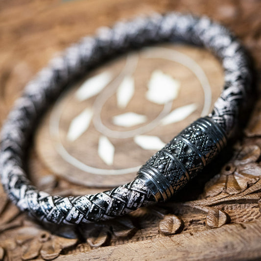 'Viking Queen' woven white leather bracelet