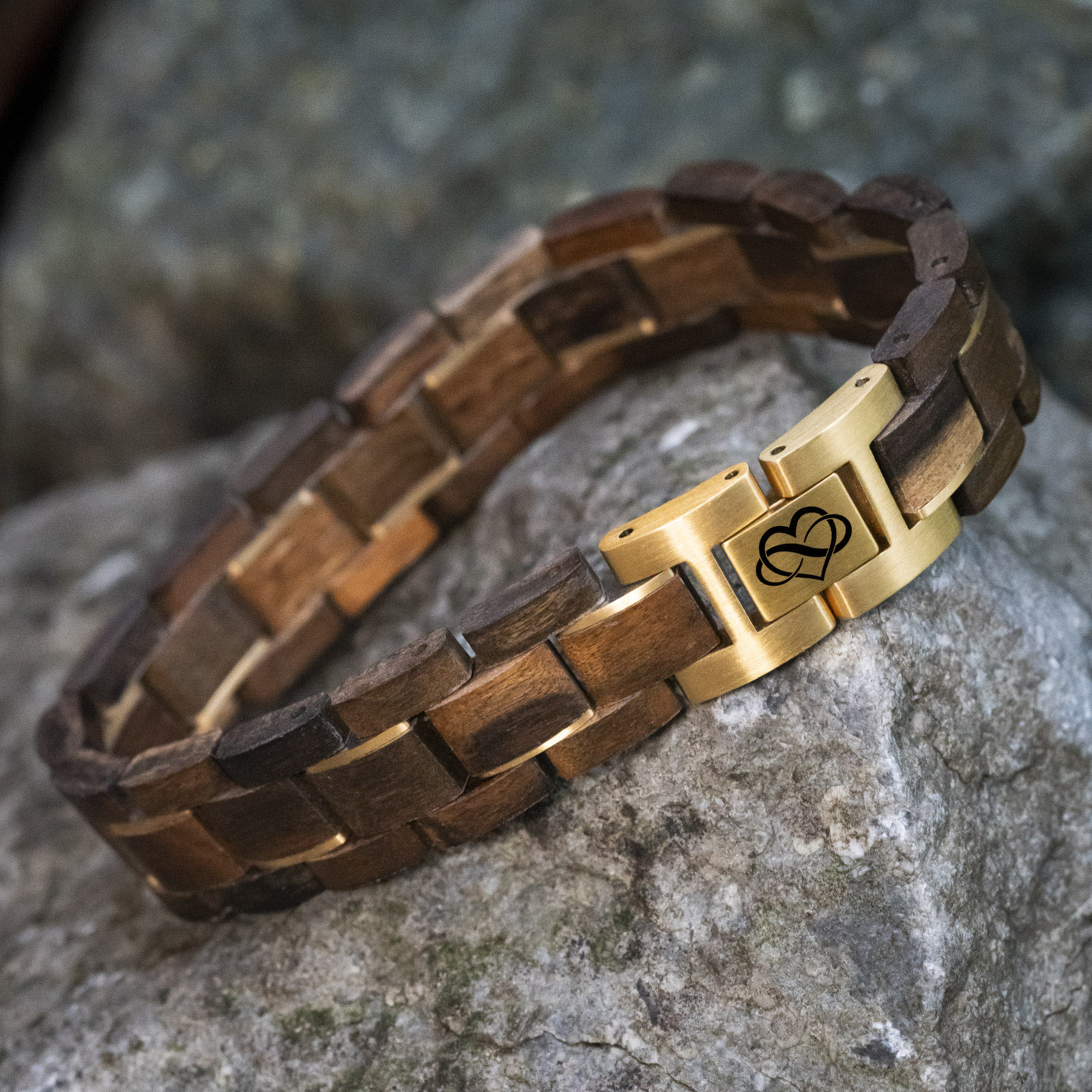 TIMBERWOOD Gold (Walnut / Gold) - Own initials wooden bracelet