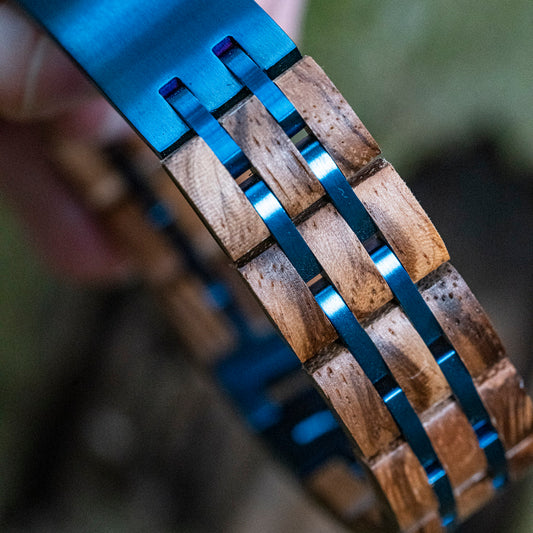 Blue TIMBERWOOD (Zebrano / Blue) - Wooden Bracelet
